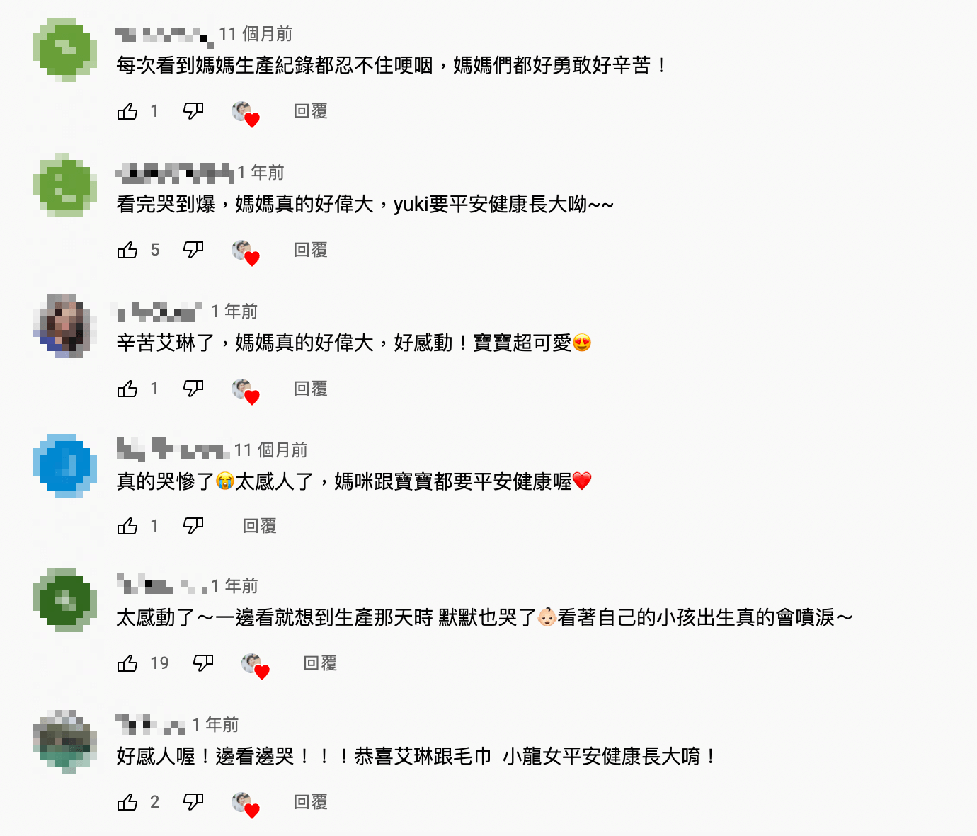 Erin's Diary 艾琳的日常 YouTube 影片下方許多網友在留言區表示感動落淚,顯示社群共鳴強烈
