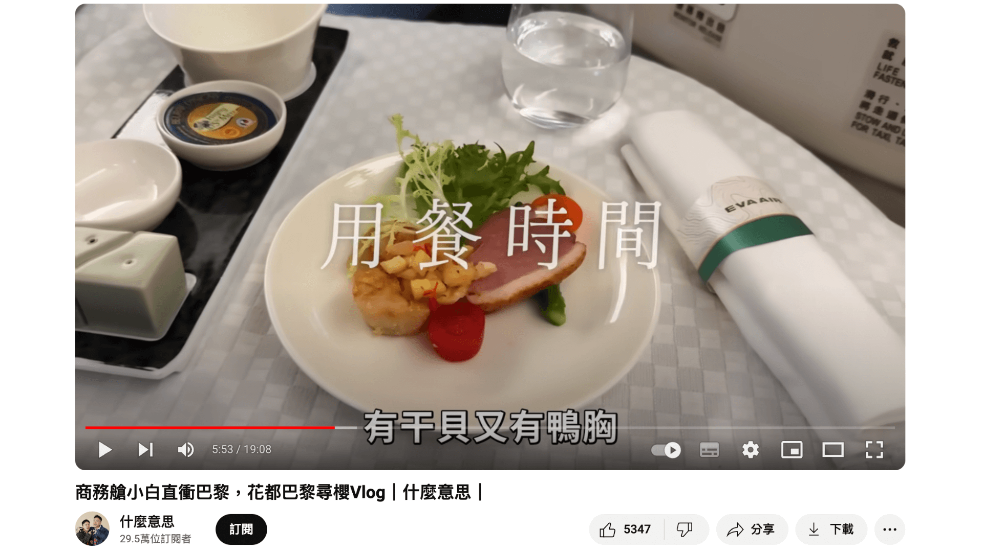 長榮航空贊助機票讓網紅搭乘,什麼意思在影片中分享搭乘心得與體驗經驗。