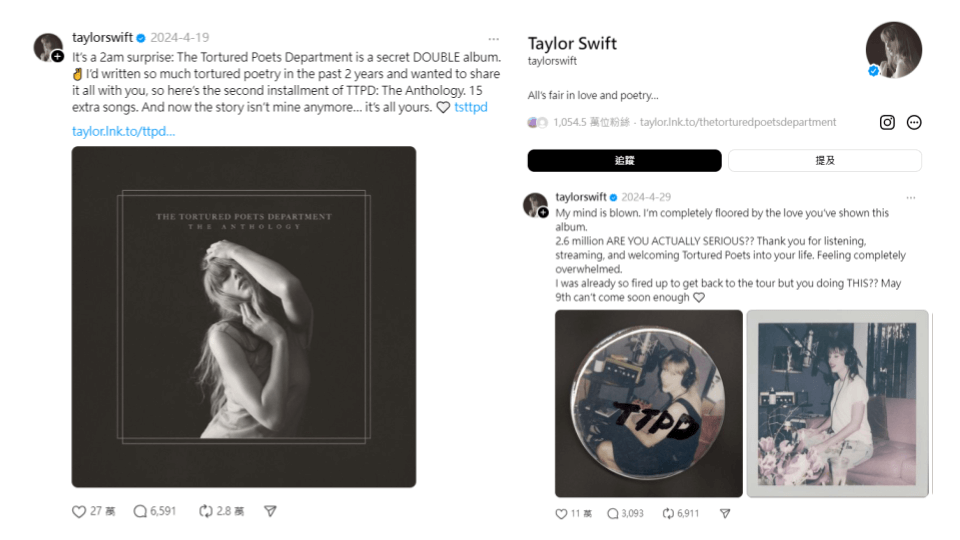 圖片來源:Threads @taylorswift