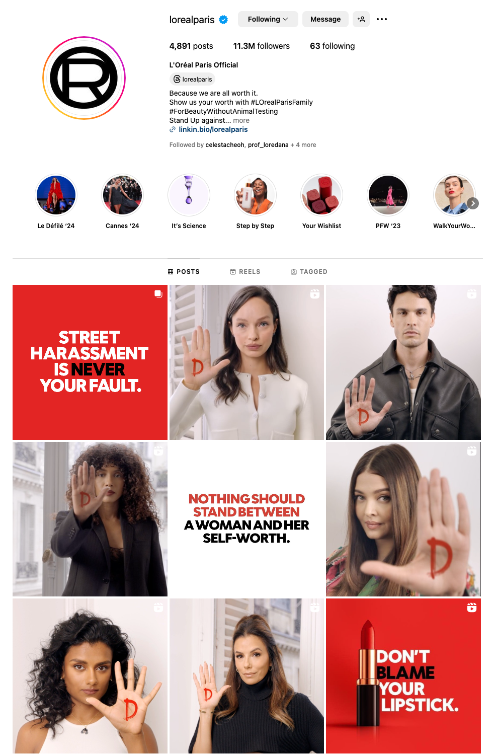 Frequency of posting by L'Oreal Paris