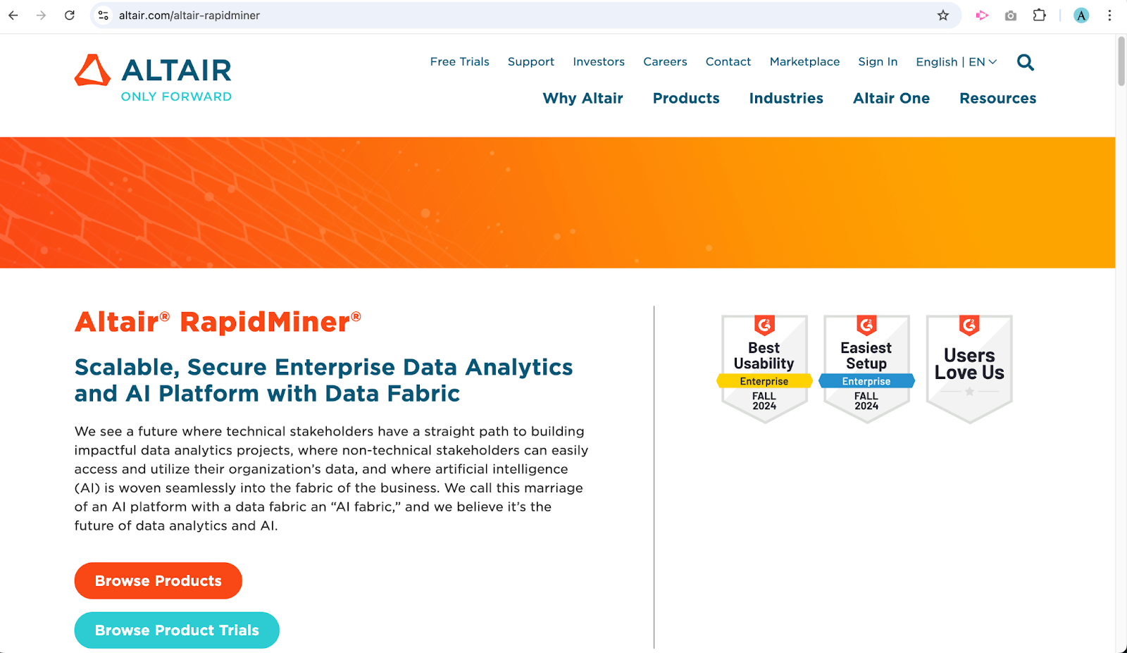 Altair RapidMiner data analysis platform